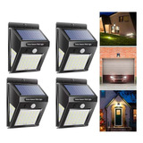 4 Lamparas Solares 40 Led Pared 3en1 Altas Bajas Sensor 