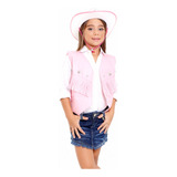 Colete Cowboy Country Menina Rosa Infantil Festa Junina Rode