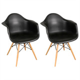 Sillones Eames Cocina Comedor Plastico Y Patas De Madera X 2