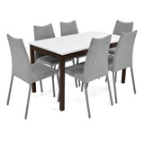 Set De Comedor Teba 6p Con Sillas Palermo Color Gris/wengue