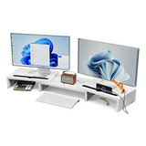 Soporte Monitor Con Usb, Ajustable, 3 Estantes - Mármol