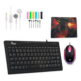 Mini Teclado +mouse Mouse Pad Fone Protetor Kit P/ Pc Notebo