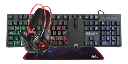 Kit Gamer 4 En 1 Teclado + Mouse + Auriculares + Mouse Pad