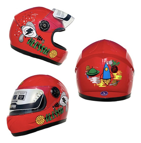 Casco Cerrado Infantil Planet Rojo Rmb