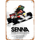 Cartel De L De Aspecto Vintage  Fórmula 1 Ayrton Senna...