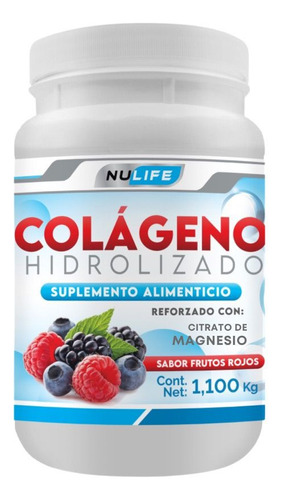 Colageno C Magnesio Nulife, Sabor Frutos Rojos, 1.1 Kg 