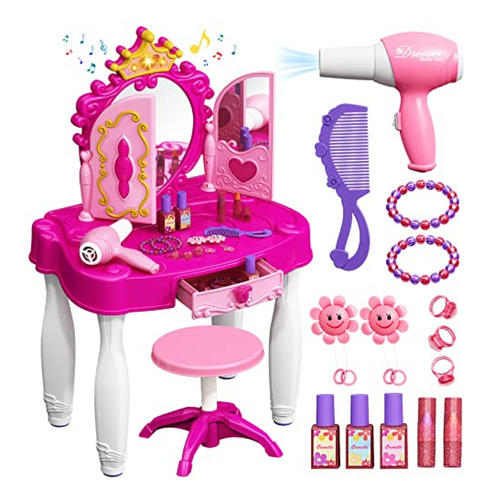 Set Maquillaje Niña Mesa De Maquillaje Efímera Para Niños Pe