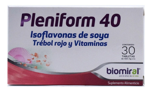 Isoflavonas De Soya Pleniform 40 Con 30 Tabletas Sabor Sin Sabor