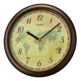 Seiko World Map Wall Clock, Metallic Brown