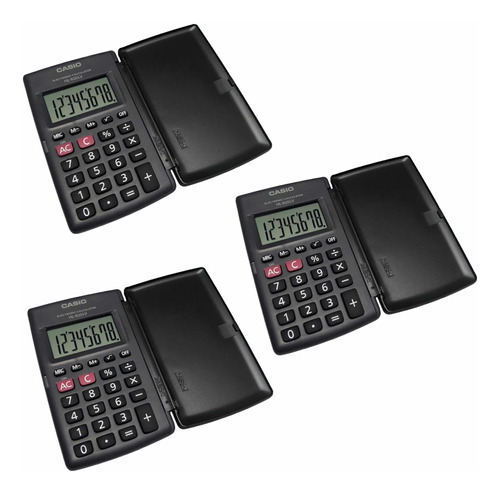 3 Calculadora Básica Bolsillo Portátil Tapa Protectora Casio