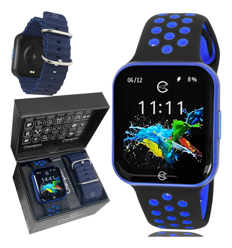 Relógio Smartwatch Champion Digital Azul 1 Ano Garantia