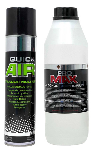 Kit De Limpieza Aire Comprimido + Alcohol Isopropilico 1 Lit