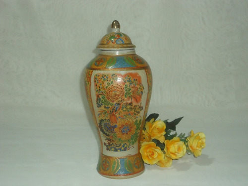 Potiche De Porcelana China Motivo Floral Antigo
