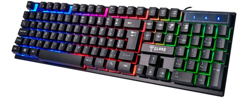 Teclado Gamer Led Rainbow Jungle Cl-tj8313 Clanm Cor De Teclado Preto Idioma Português Brasil