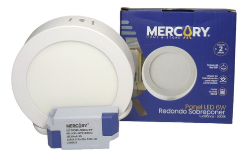 Panel Led Redondo Sobreponer 6w 6500k Luz Blanca - Mercury