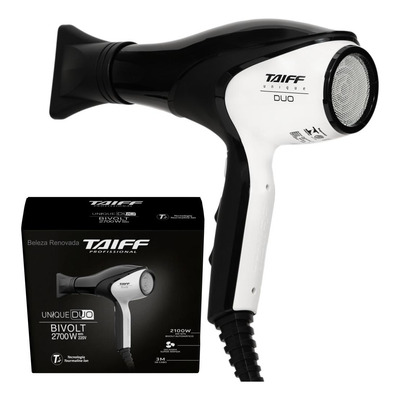 Secador De Cabelos Taiff Unique Duo Preto E Branco 2700w Bivolt Automático