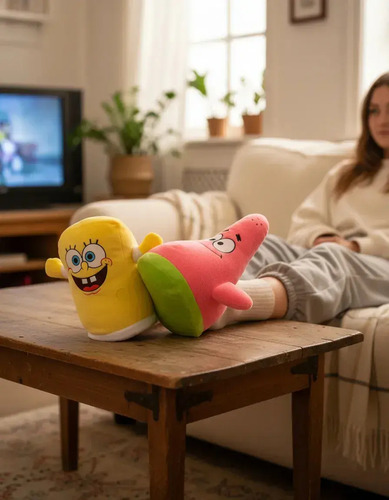 Pantuflas De Bob Esponja Y Patricio Sandalias Invierno Gary