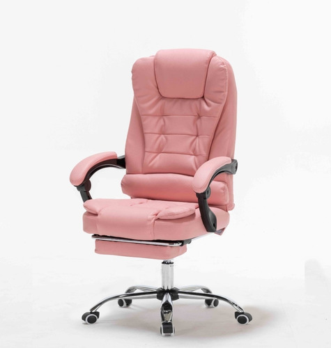 Cadeira Presidente C/ Massagem 2 Pontos Rosa Claro 