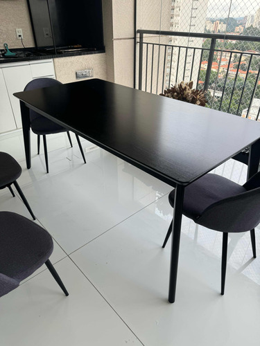 Mesa De Jantar Preto Fosco 180cm (6 A 8 Lugares)