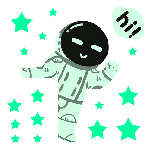 Adhesivo Decorativo Para Pared Luminous Star Astronaut, Dura