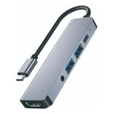 Adaptador Hub Tipo C - 5 Em 1 - Hdmi 4k Usb 3.0 Fone Mac Pro