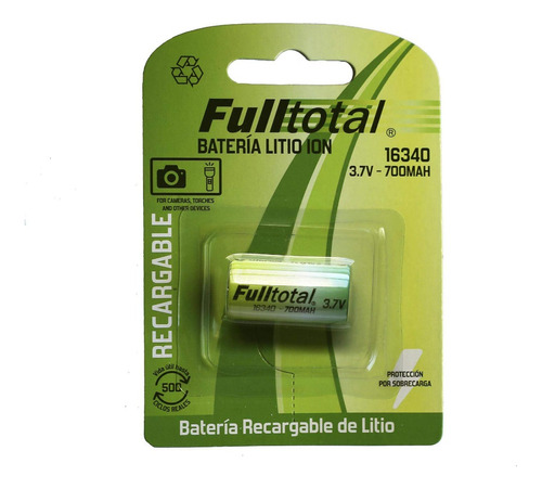 Pila Bateria De Litio 16340 Recargable 3.7v 700mah Fulltotal