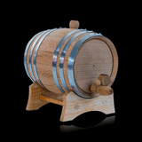 American Oak Barrel, 1 Liter, To Age Whiskey. Silver Hoop