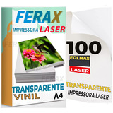 100 Vinil Adesivo Transparente 100% A4 - Impressora Laser