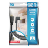 Cabo Hdmi 5m 2.0 4k Ultra Hd Conector 90 Graus