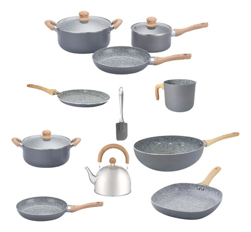 Set Hudson 13pz Panq Jarr Olla Y Sarten 20cm Wok28cm Biefera