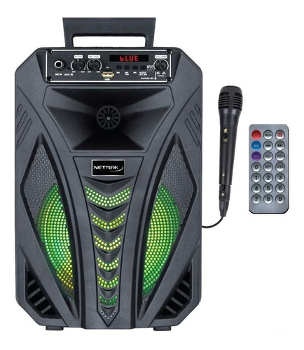 Parlante Portátil Inalámbrico Microfono Bluetooth Karaoke Color Negro