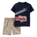 Conjunto Bebés Carter´s  Camiseta Bomberos Y Pantalón Corto