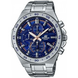 Relógio Casio Masculino Edifice Cronógrafo Efr-564d-2avudf Cor Da Correia Prateado Cor Do Bisel Prateado Cor Do Fundo Azul