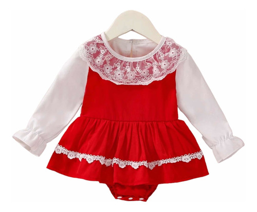 Vestido/pañalero    Bebe/niña  Rojo 