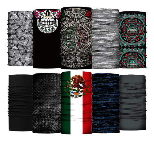 10 Pack Full - Bandana, Bufanda, Mascara Moto, Ciclismo, Sol