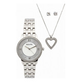 Reloj Bulova Crystal Box Set 96x138 + Gargantilla Y Aretes