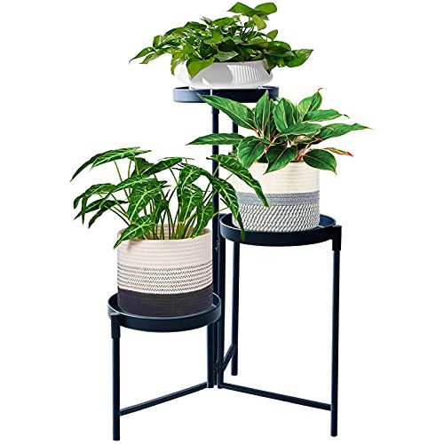 Soporte De Plantas De Metal De 3 Niveles Interiores/ext...