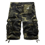 Pantalones Cortos Cargo De Algodón Camuflado Para Hombre