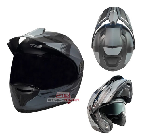 Casco Techx2 Tx-909 Cross/abatible Mica Humo Clar Stockrider