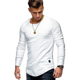 Playera Hombre Manga Larga Slim Fit Moda Casual Calidad