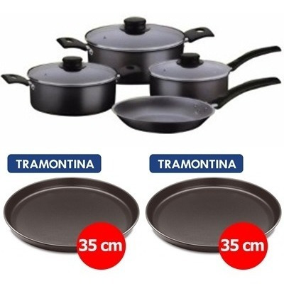 Bateria De Cocina Tramontina 3 Ollas+ 1 Sarten+ 2 Pizzeras