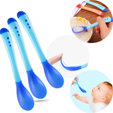 3 Colher Sortida Infantil Silicone Flexível Comida Para Bebe
