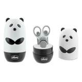 Set Higiene Manicura Chicco Tijera Alicate Sso Panda 4 En 1 Color Negro Y Blanco