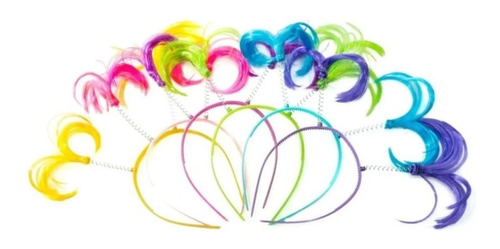 12 Diadema Colitas Pelo Loco Neon Batucada Fiesta Colores 