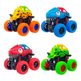 Kit 4 Carrinho Monster Truck Dinossauros Fricção Pick Up Hip