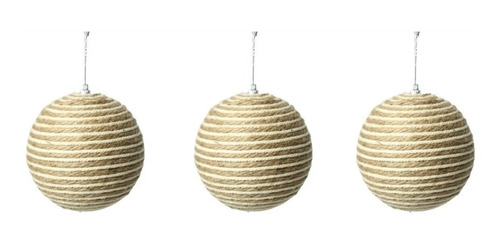 Bola De Natal Decoração Pinheiro Enfeite Natural 8cm 3uni