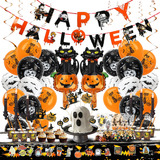 Kit Decoracion Fiesta Halloween Globos Mantel Y Mas 165 Pzs