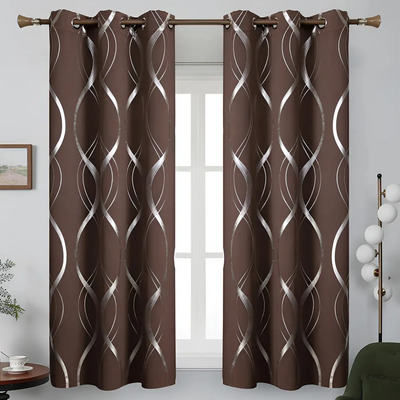 Nanwei Cortinas Blackout de 215cm x 160cm con línea ondulada color Raya Chocolate 2 Paneles | MercadoLibre