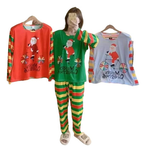 Pijama Navideña Conjunto Dos Piezas Pantalón Y Blusa Navidad