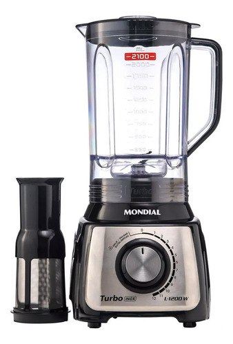 Liquidificador Mondial Turbo 1200w 3l Inox L-1200 Preto 110v